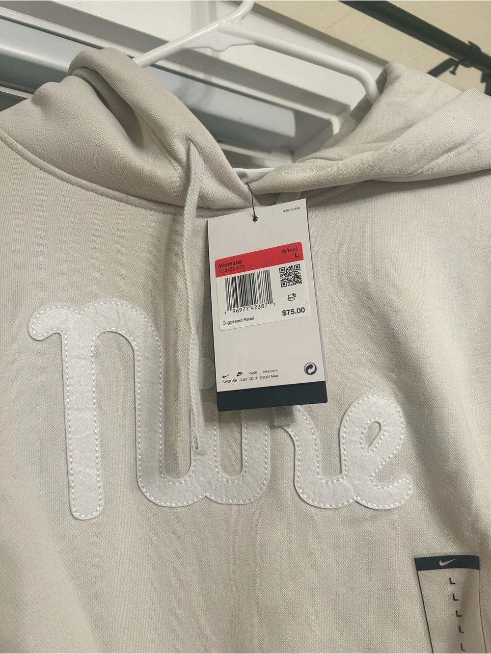 Nike Cream Hoodie with White Applique Script